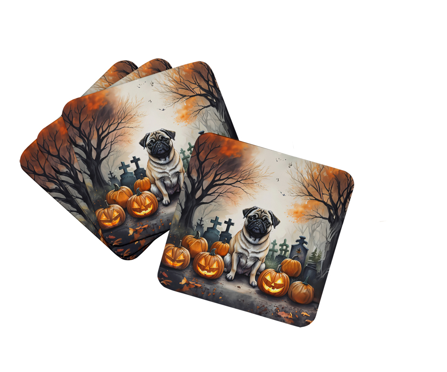 Yellow Labrador Retriever Spooky Halloween Foam Coasters