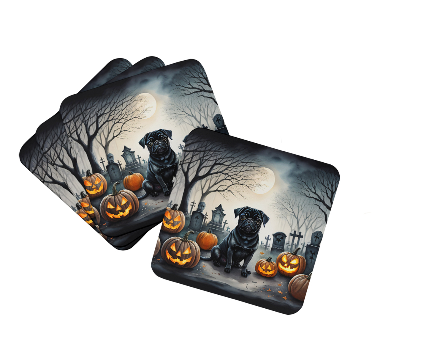 Yellow Labrador Retriever Spooky Halloween Foam Coasters