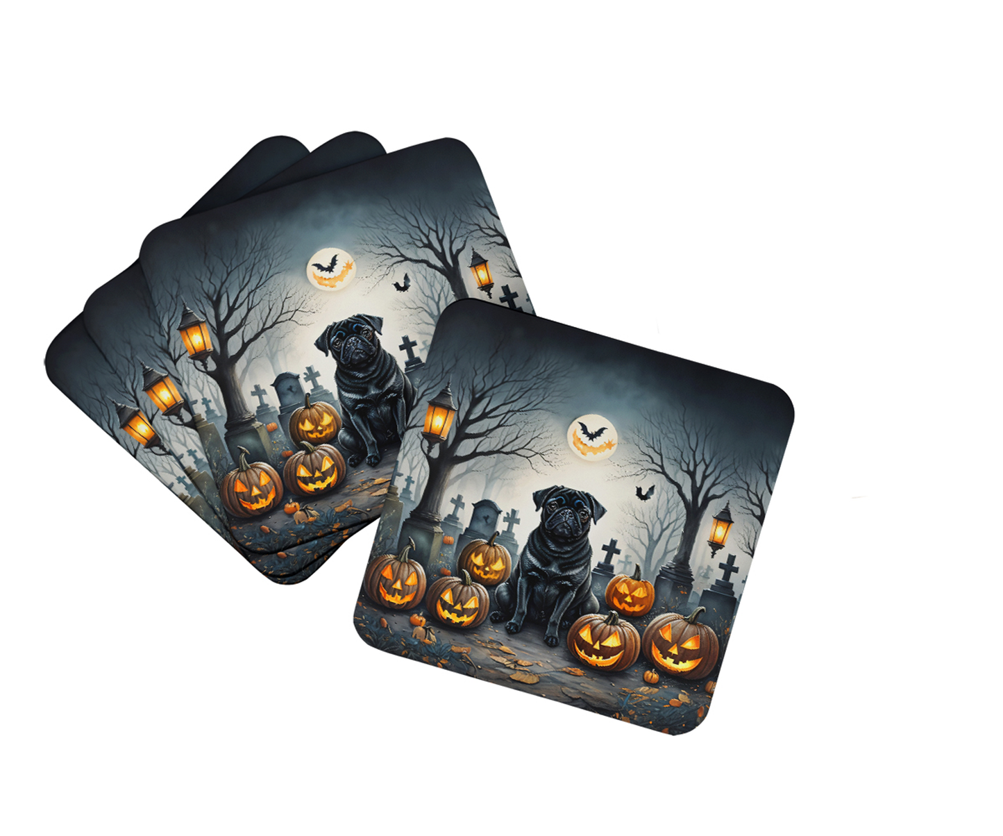 Yellow Labrador Retriever Spooky Halloween Foam Coasters