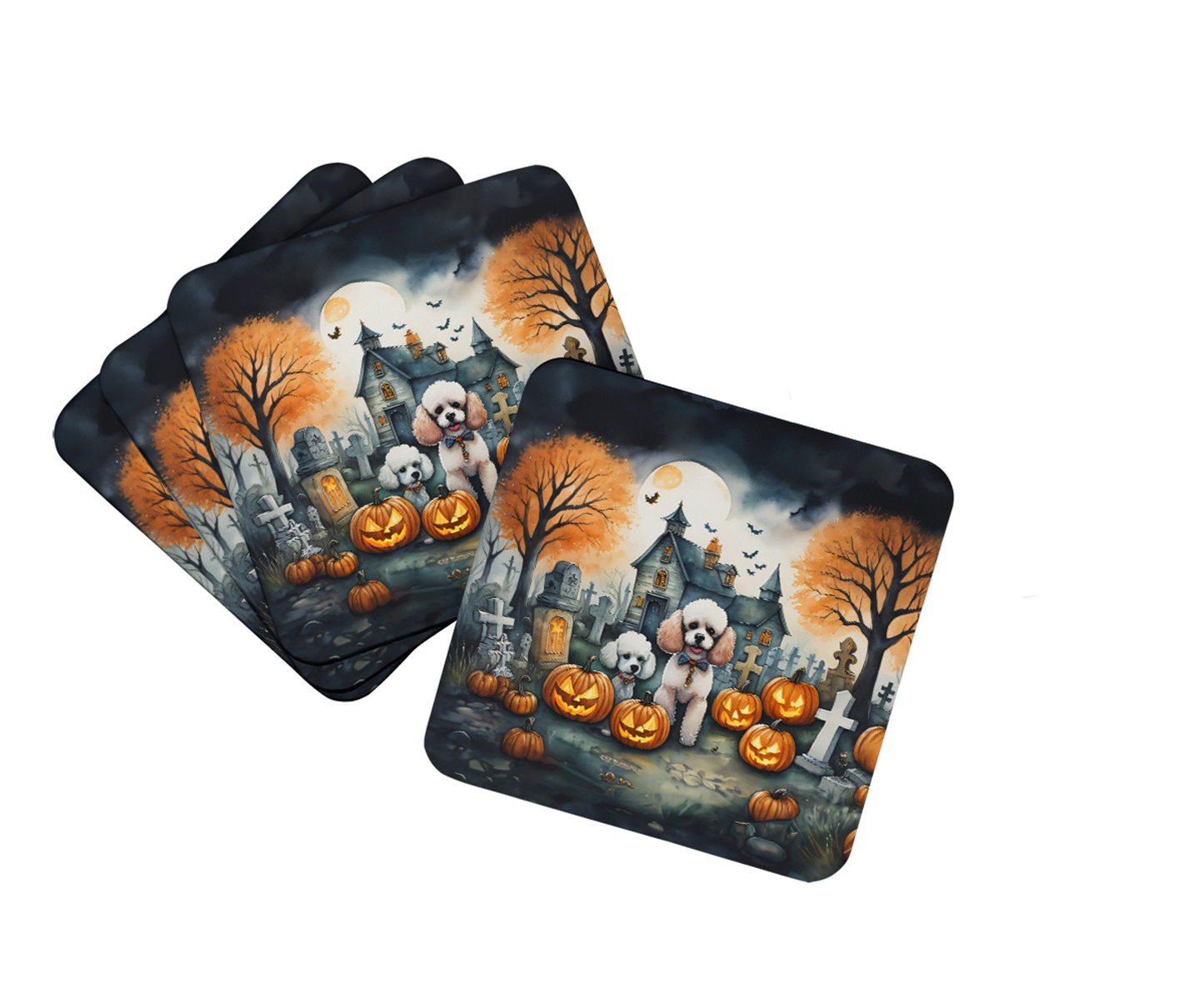 Yellow Labrador Retriever Spooky Halloween Foam Coasters