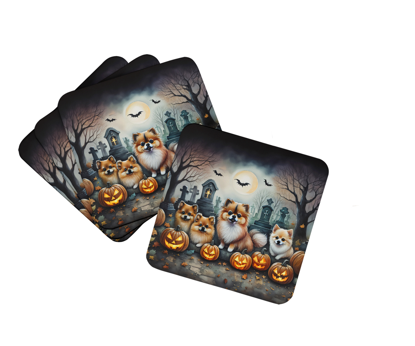 Yellow Labrador Retriever Spooky Halloween Foam Coasters