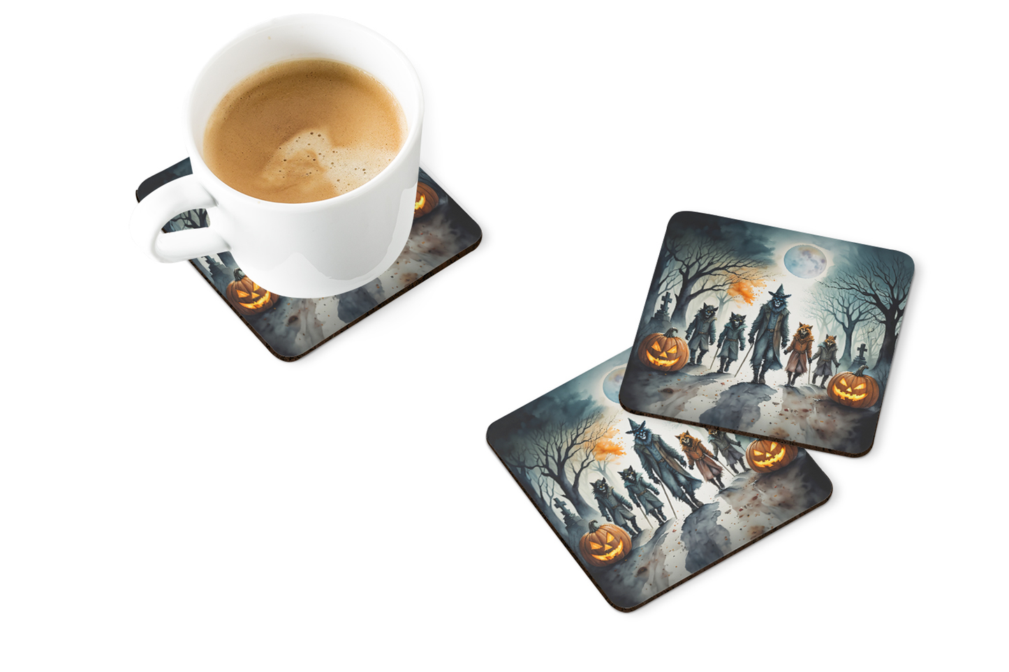 Werewolves Spooky Halloween Foam Coasters