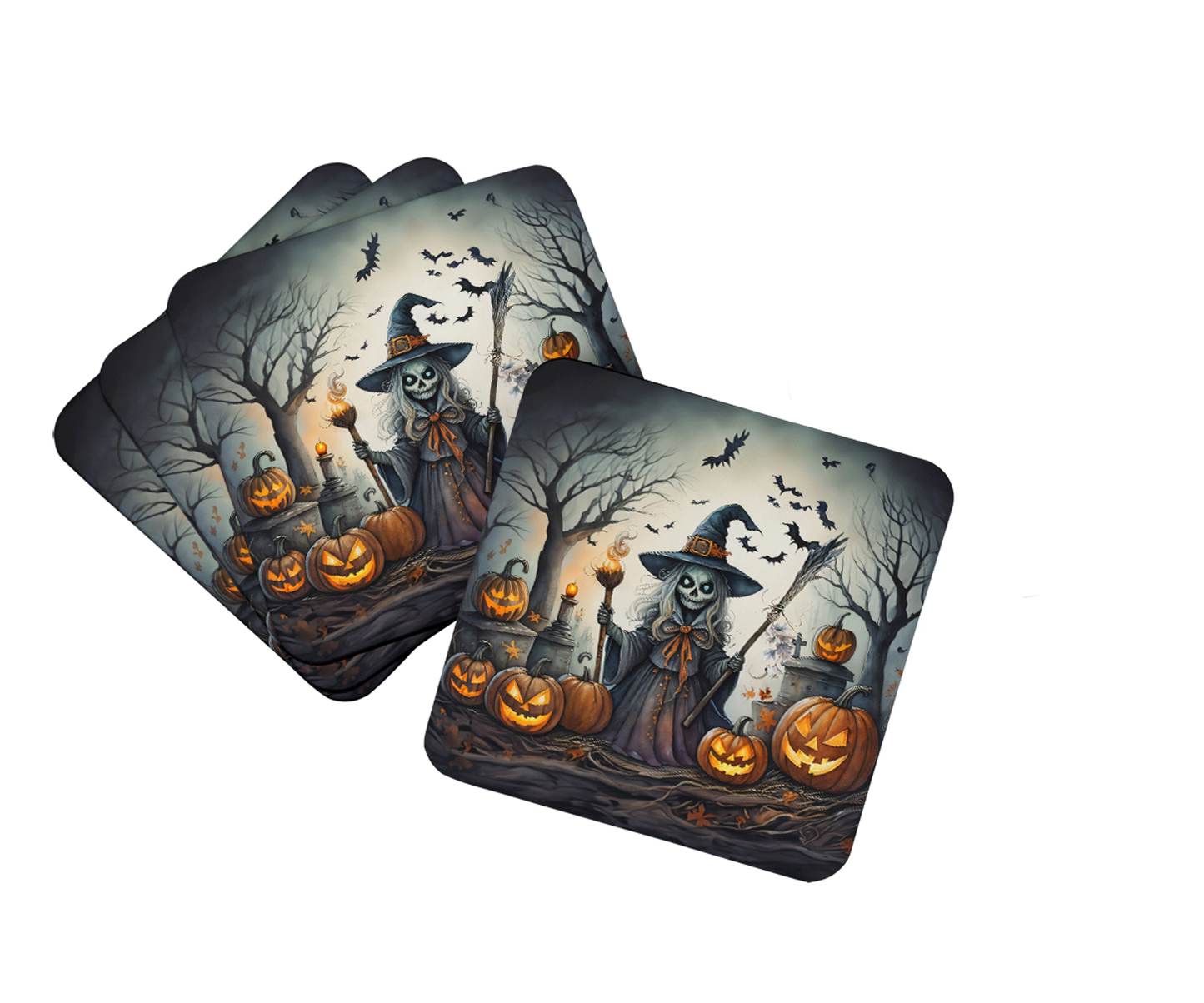 Werewolves Spooky Halloween Foam Coasters