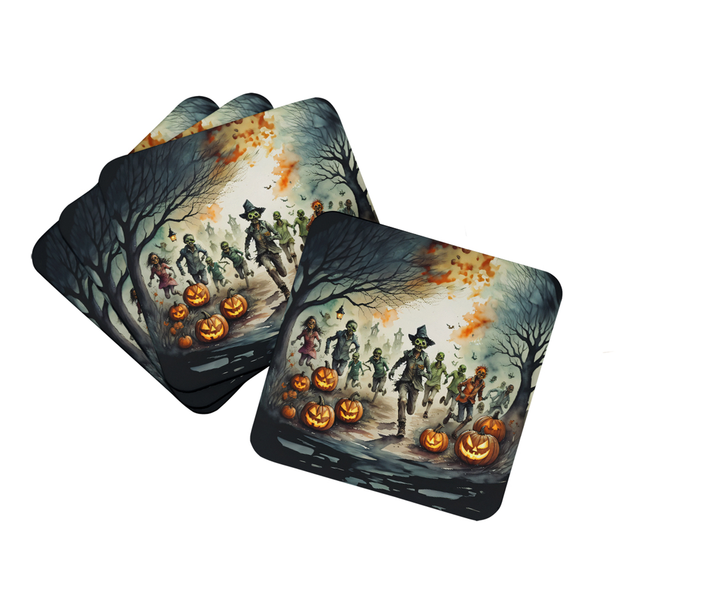 Werewolves Spooky Halloween Foam Coasters