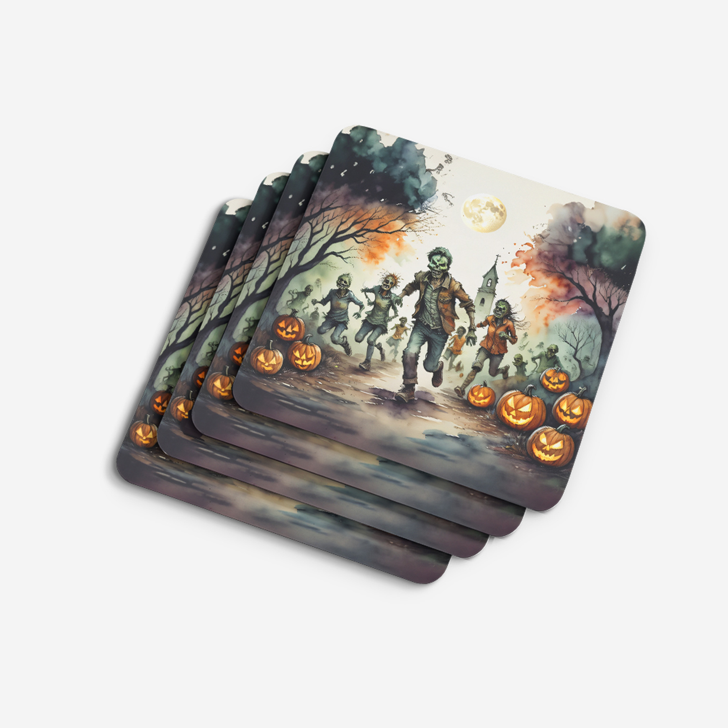 Zombies Spooky Halloween Foam Coasters