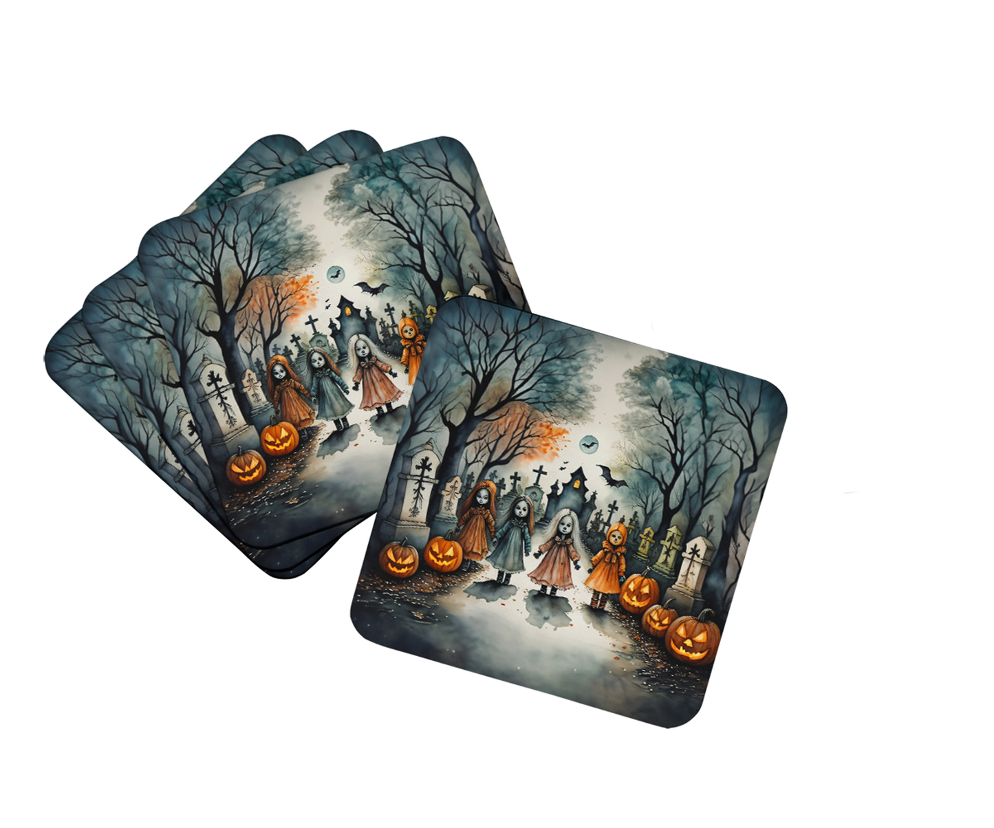 Zombies Spooky Halloween Foam Coasters