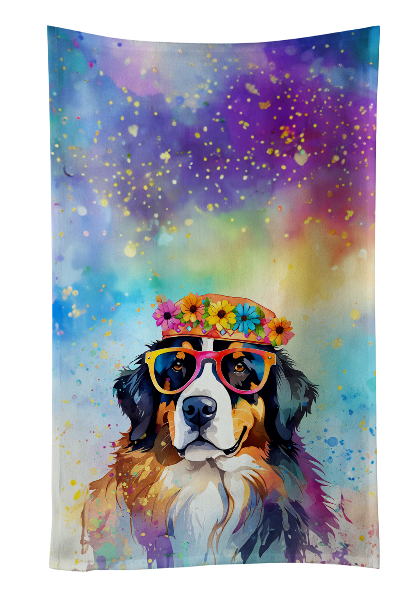 Bernese Mountain Dog Hippie Dawg Kitchen Towel