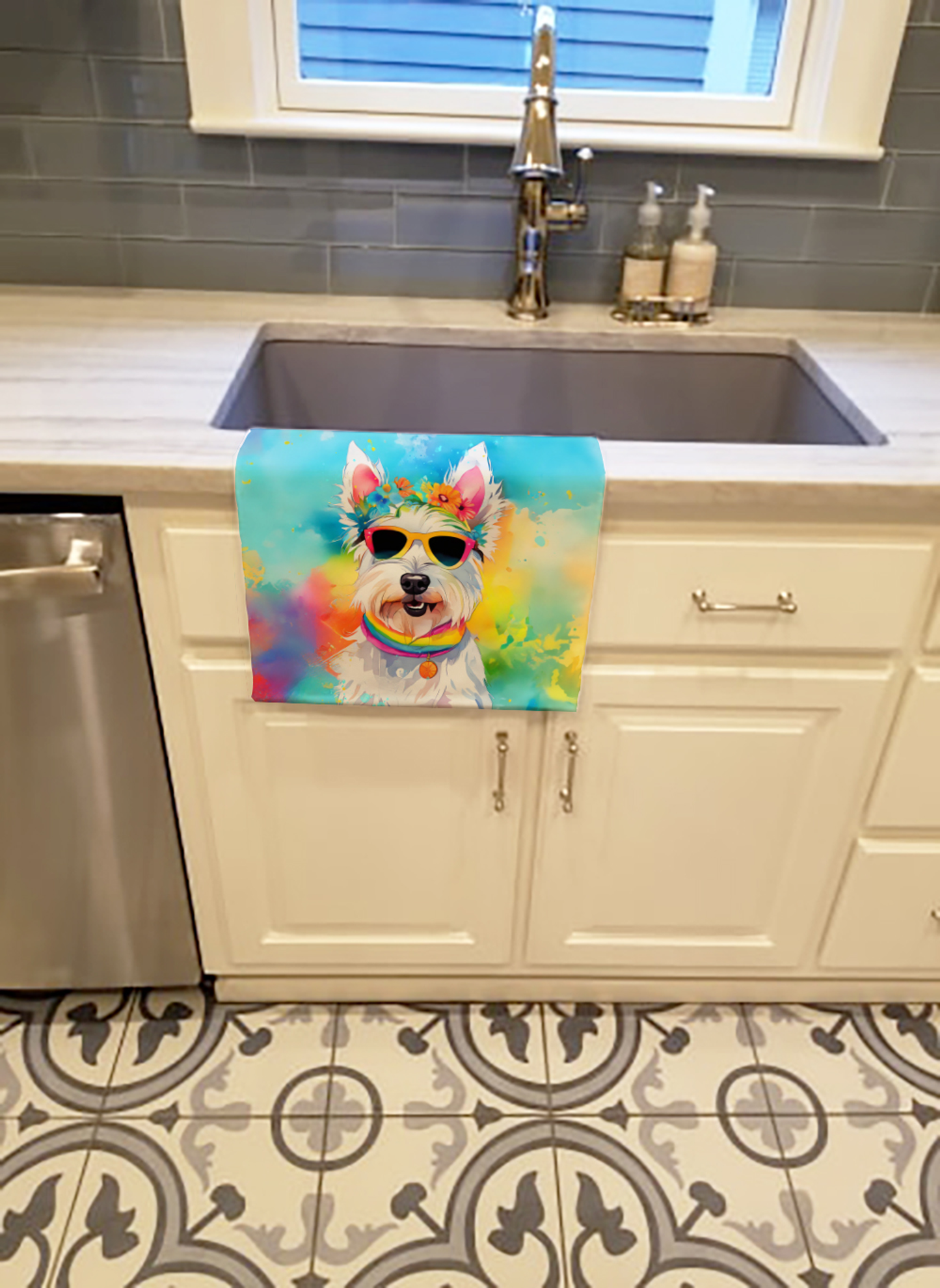 Westie Hippie Dawg Kitchen Towel