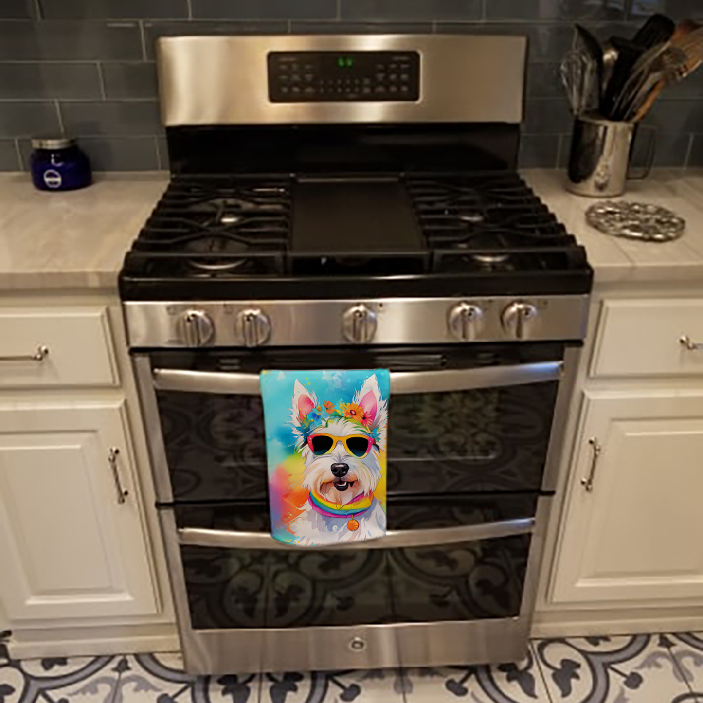 Westie Hippie Dawg Kitchen Towel