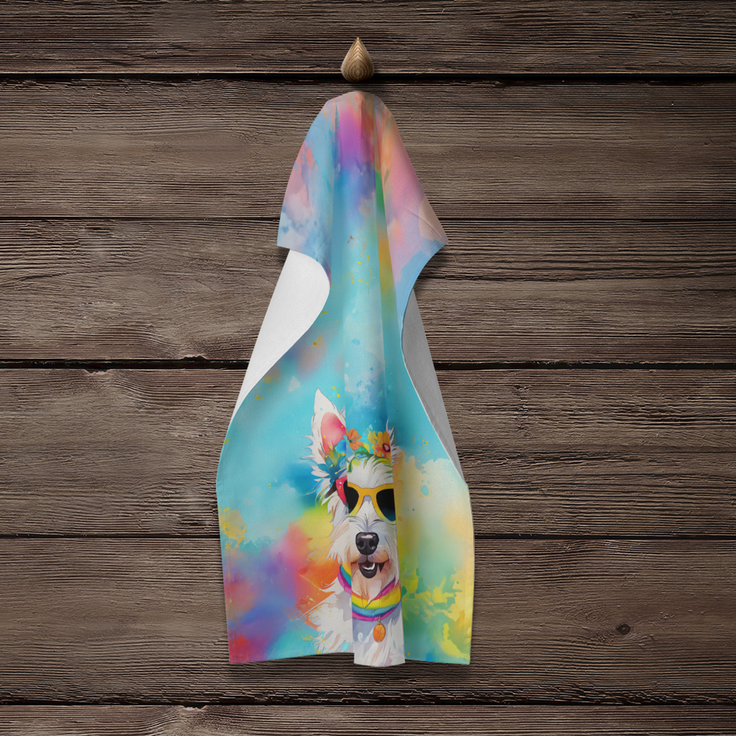 Westie Hippie Dawg Kitchen Towel