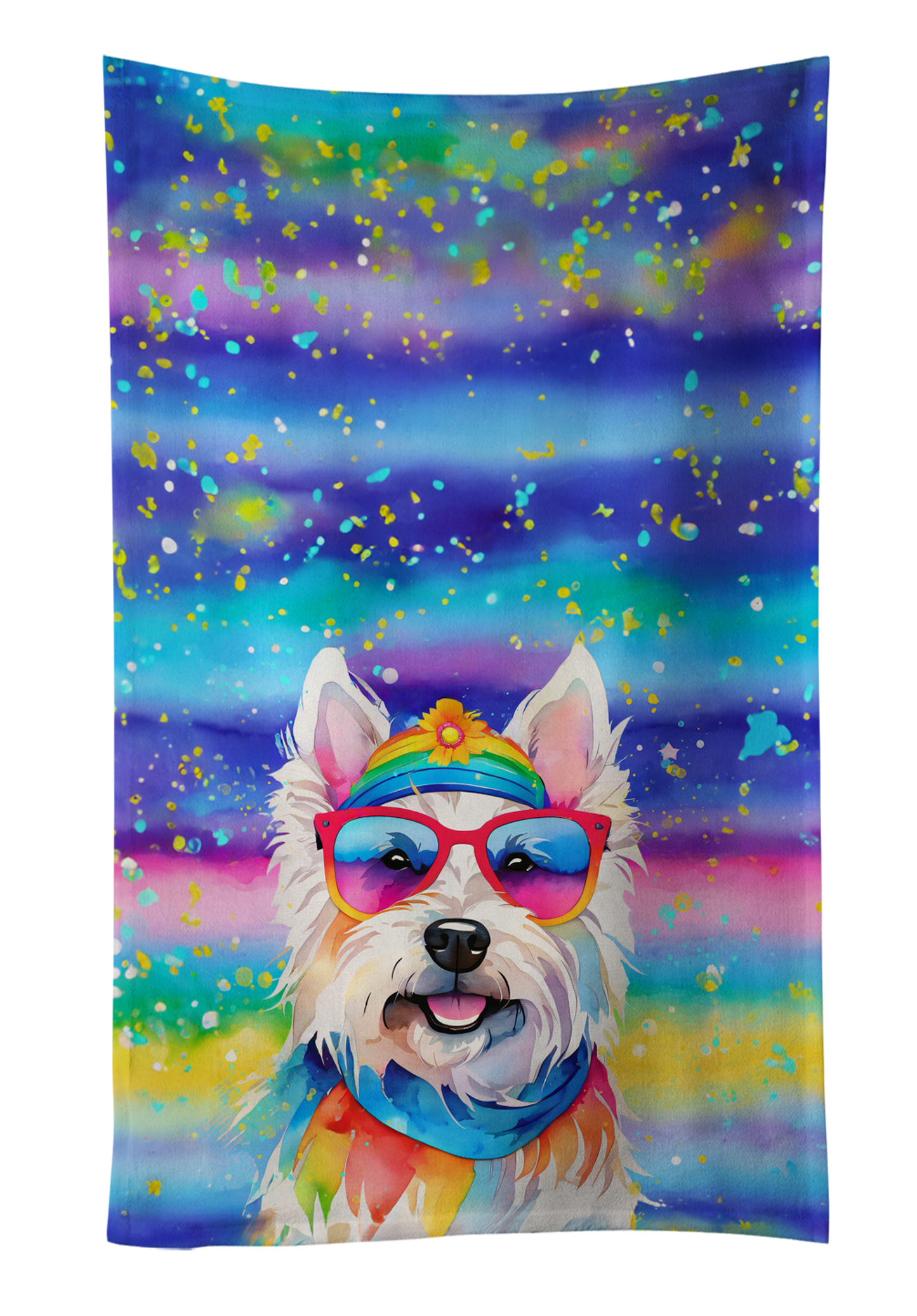 Westie Hippie Dawg Kitchen Towel