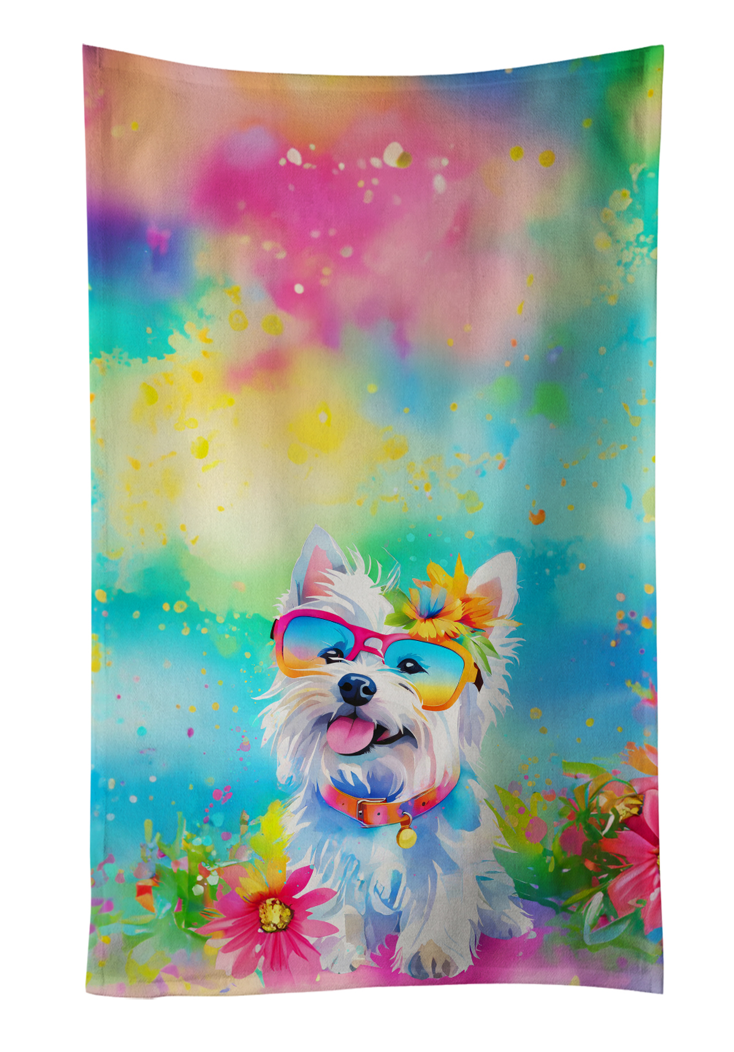 Westie Hippie Dawg Kitchen Towel