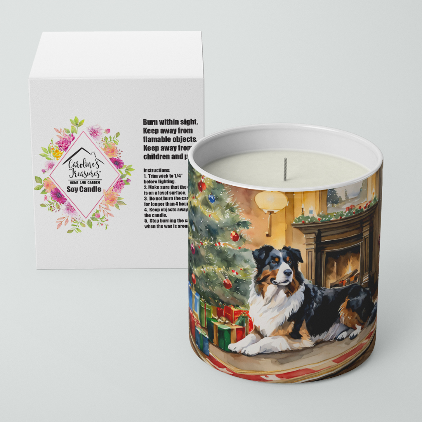 Australian Shepherd Cozy Christmas Decorative Soy Candle