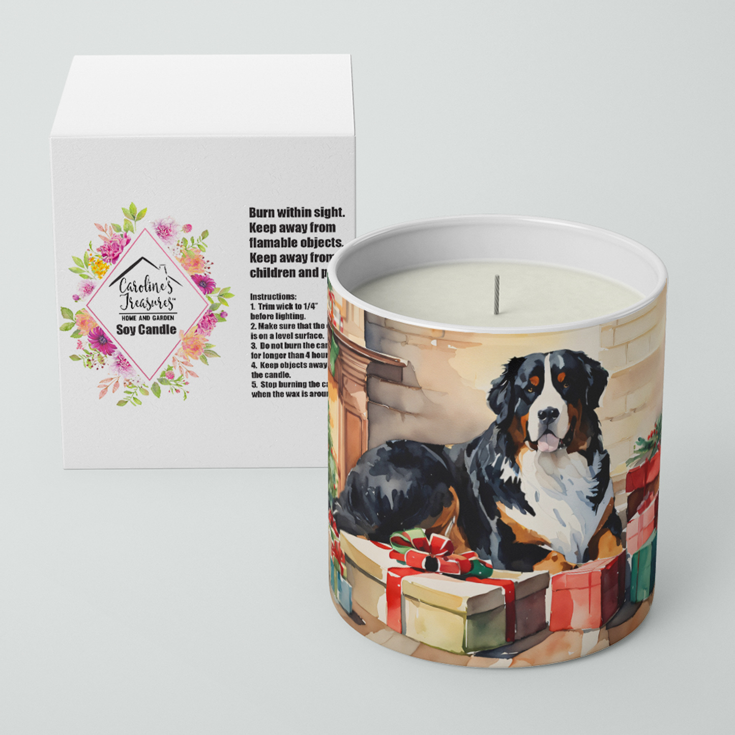 Bernese Mountain Dog Cozy Christmas Decorative Soy Candle