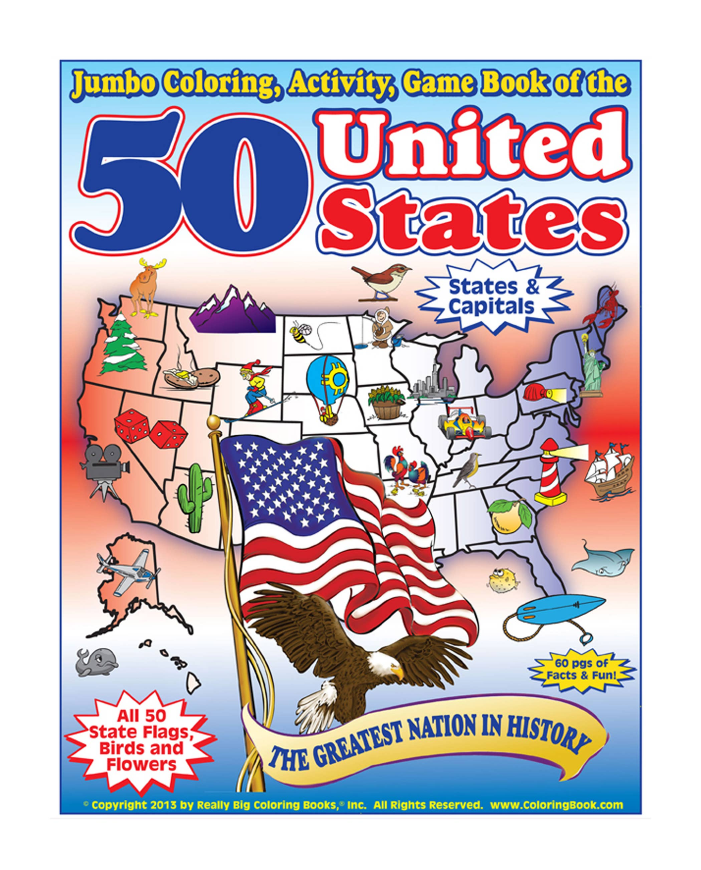 50 United States Coloring Book