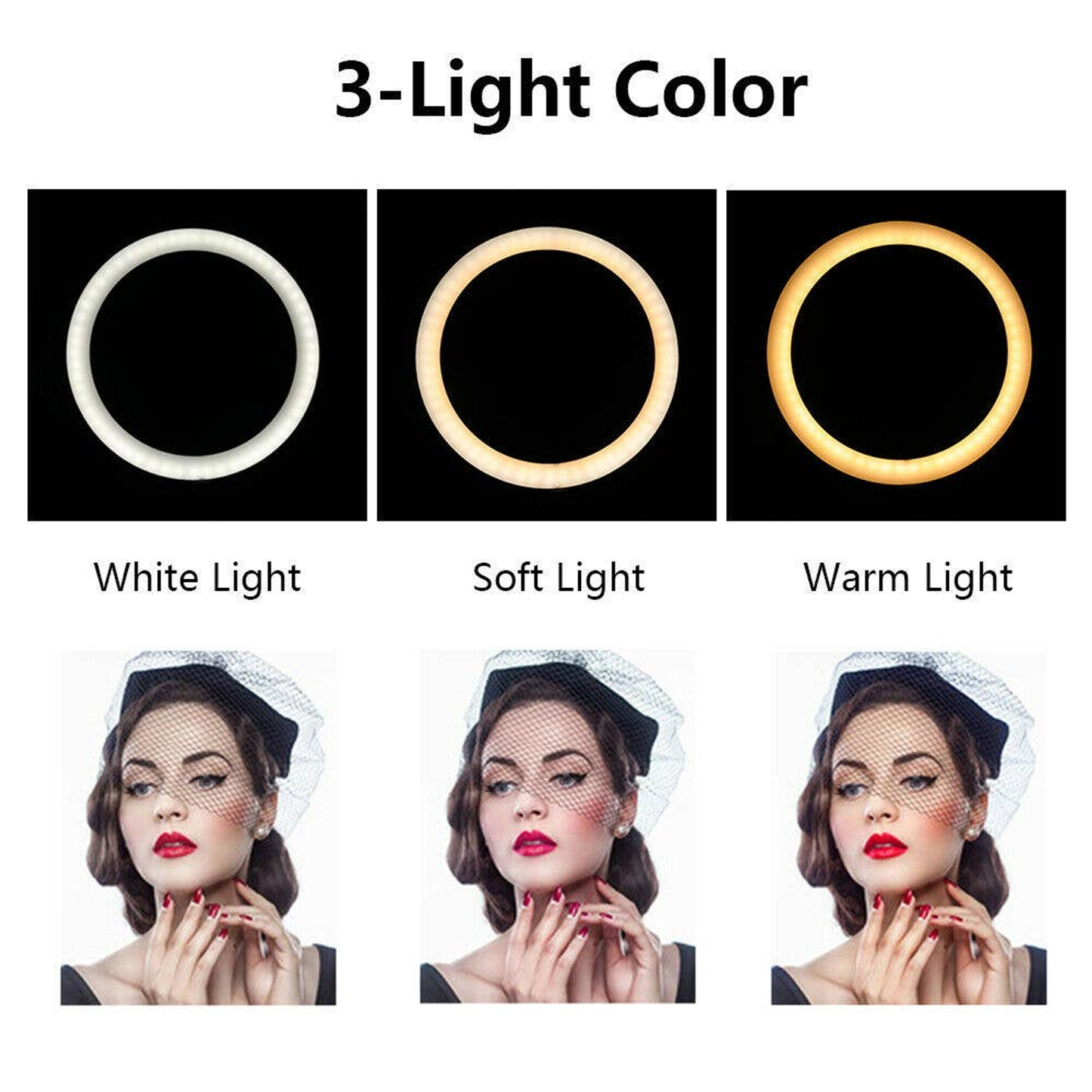 Led Selfie Ring Light With Tripod Phone Holder Stand Makeup Live Stream