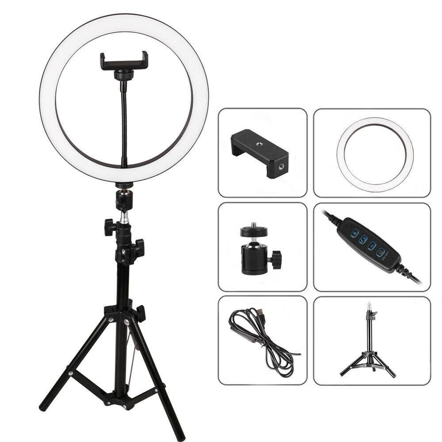 Led Selfie Ring Light With Tripod Phone Holder Stand Makeup Live Stream