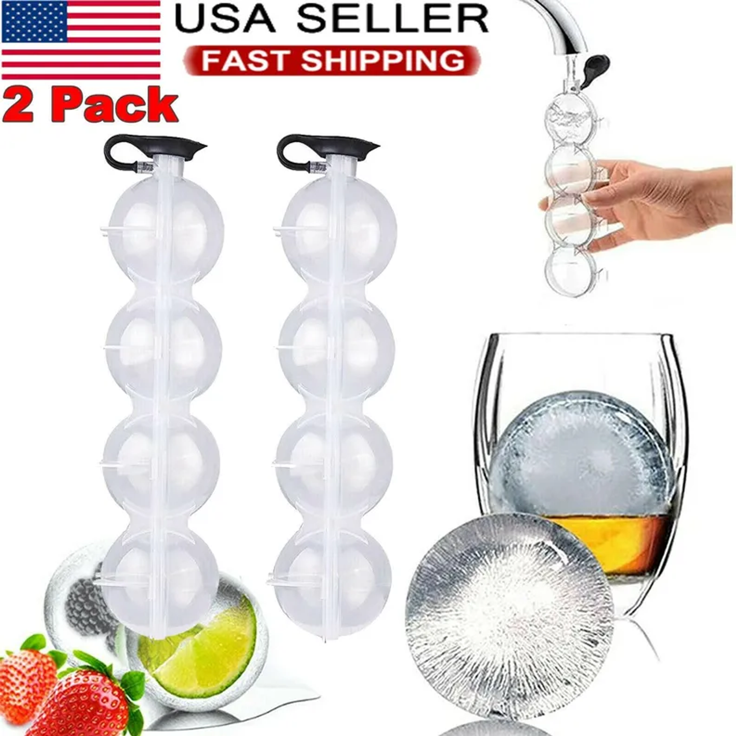 4 Hole Ball Bar Ice Box Round Mold Sphere Large Tray DIY Mould Ice Maker