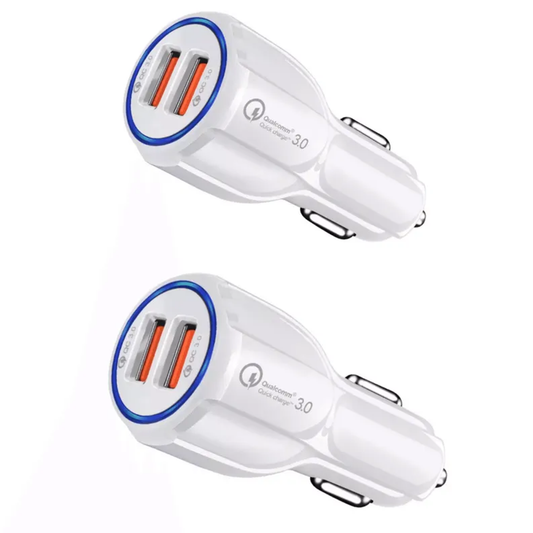 2 Port USB Fast Car Charger Adapter For Devices White