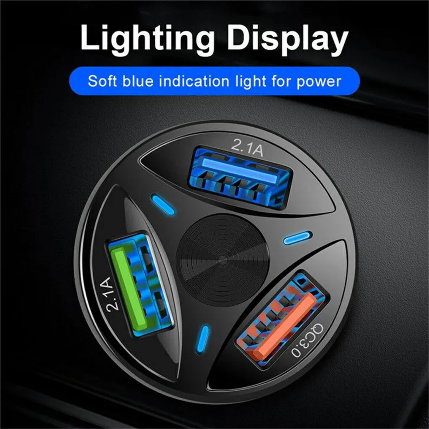 3 Port USB Fast LED Car Charger For Devices