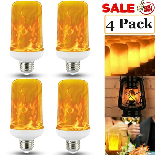 4 Pack! LED Flame Effect Simulated Flicker Nature Fire Bulbs Light Decor Lamp