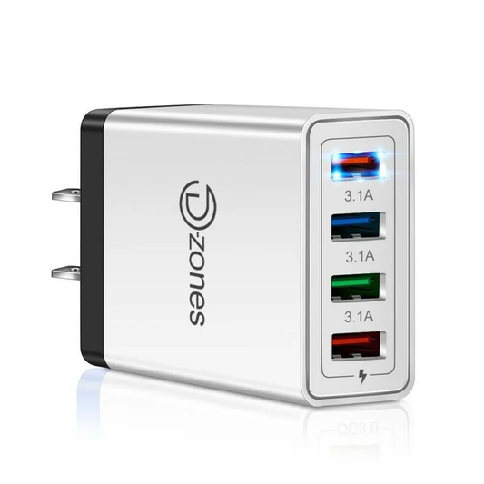 4 Port 3.1 A Charging Technology USB Wall Charger Station- Black