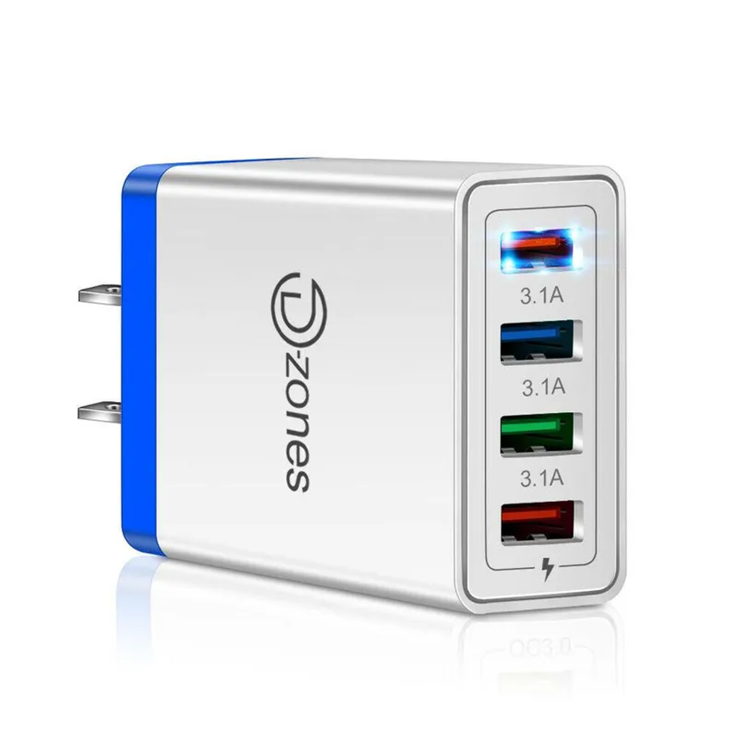 4 Port 3.1 A Charging Technology USB Wall Charger Station- Blue