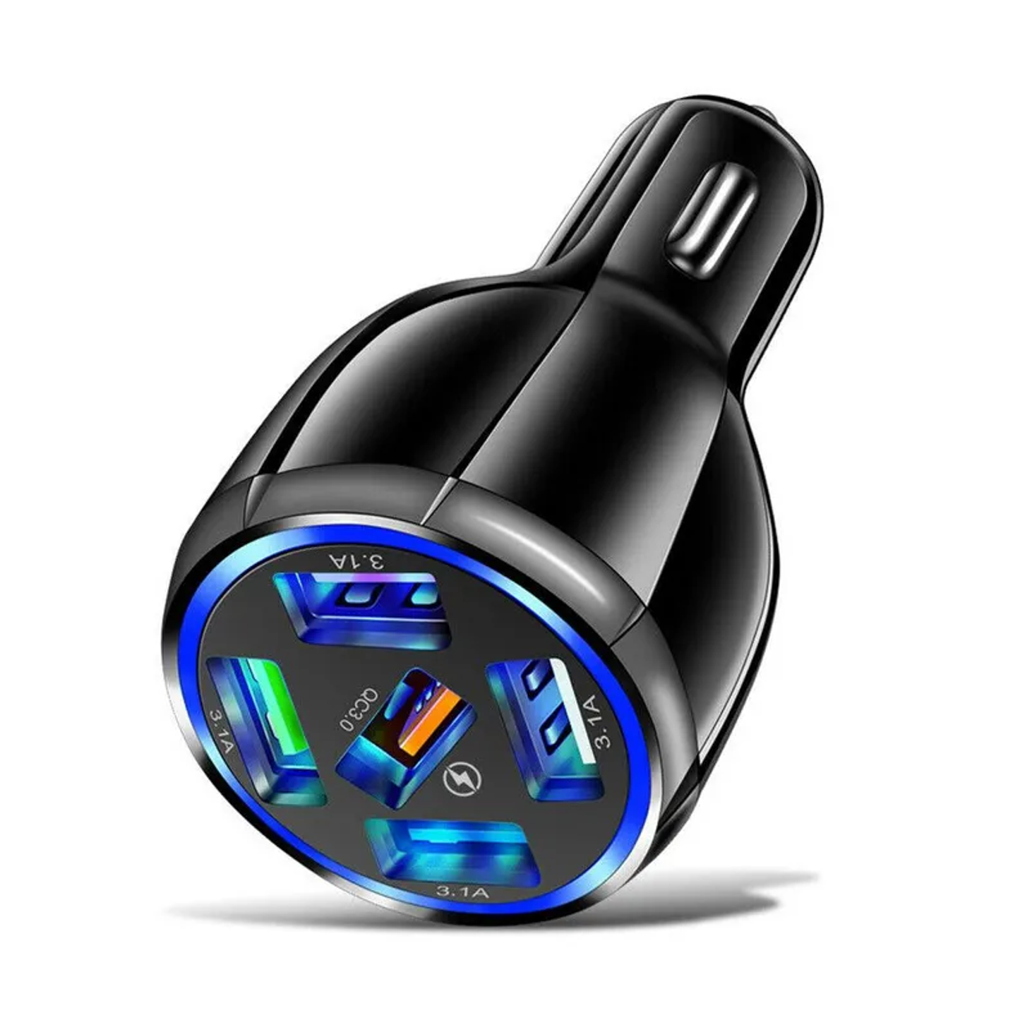 Black 5 Port LED Car Charger and  6FT Charger Compatible for Iphone