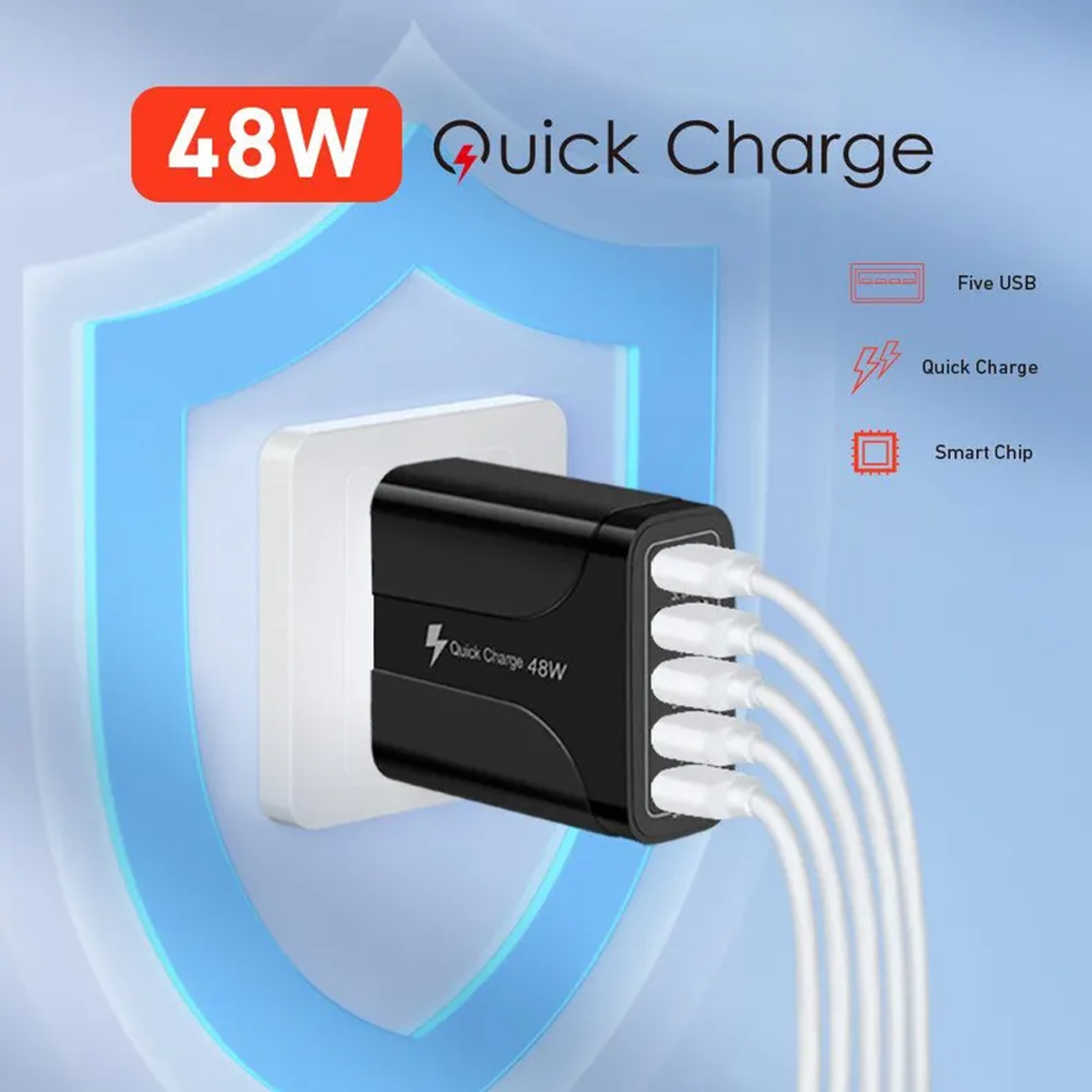 5 Port Wall Charger Charge 5 Devices at Once!