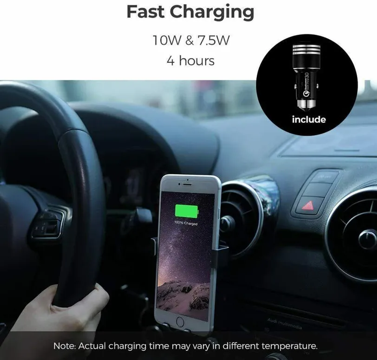 Wireless Gravity Car Charger Air Vent Mount Fast Charge Car Phone Holder