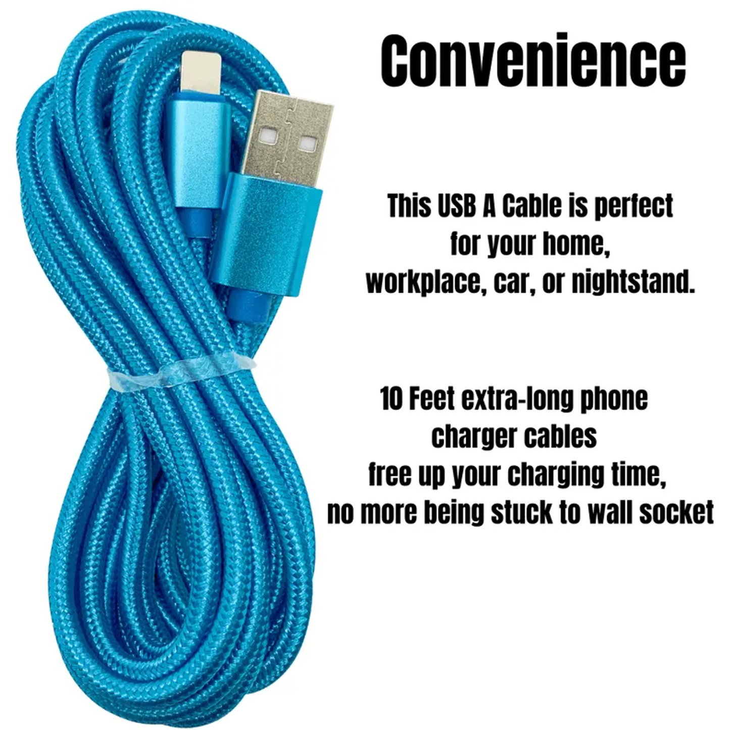 10Ft Braided USB Charger Compatible for Iphone