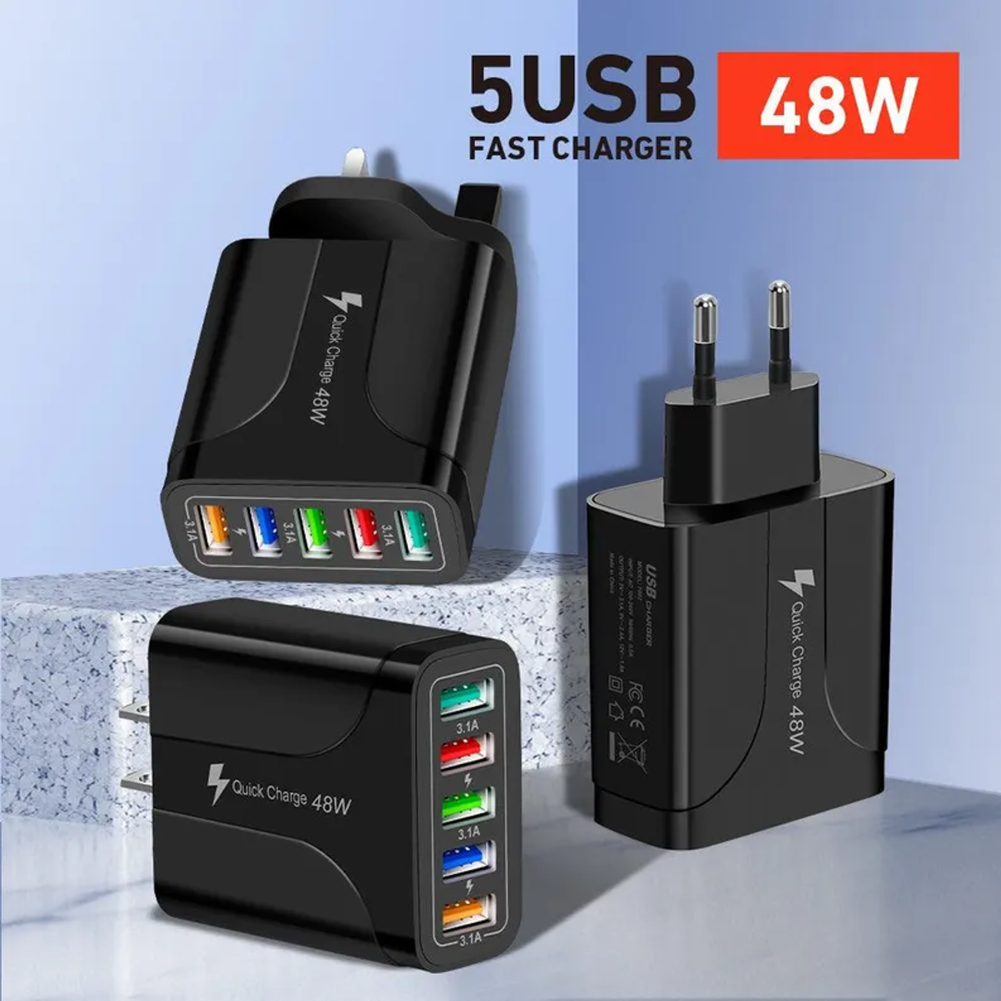 5 Port Wall Charger Charge 5 Devices at Once!