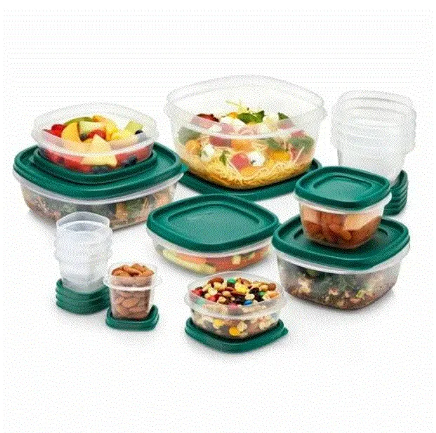 30pc Food Storage Container Set with Easy Find Lids Forest Green Rubber maid