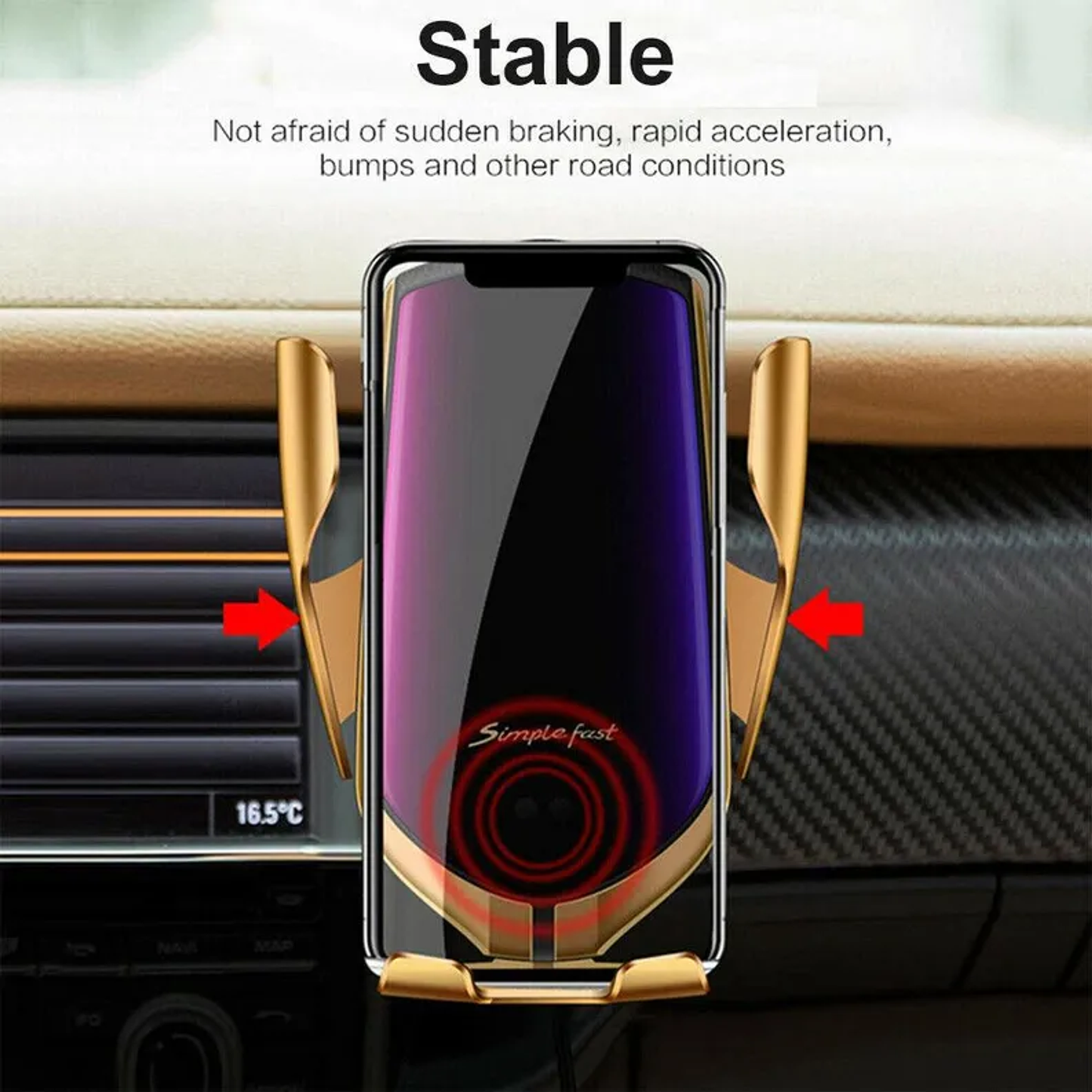 Wireless Automatic Clamping Smart Sensor Car Phone Holder and FAST CHARGER