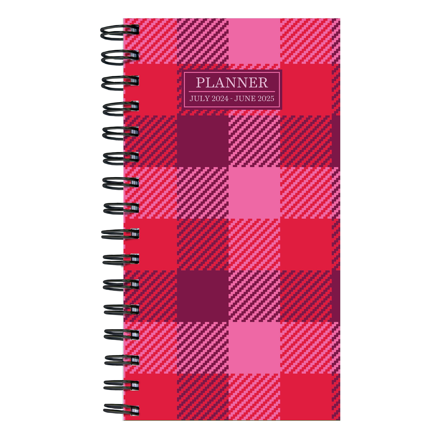 2025 Pink Plaid Small Weekly Monthly Planner