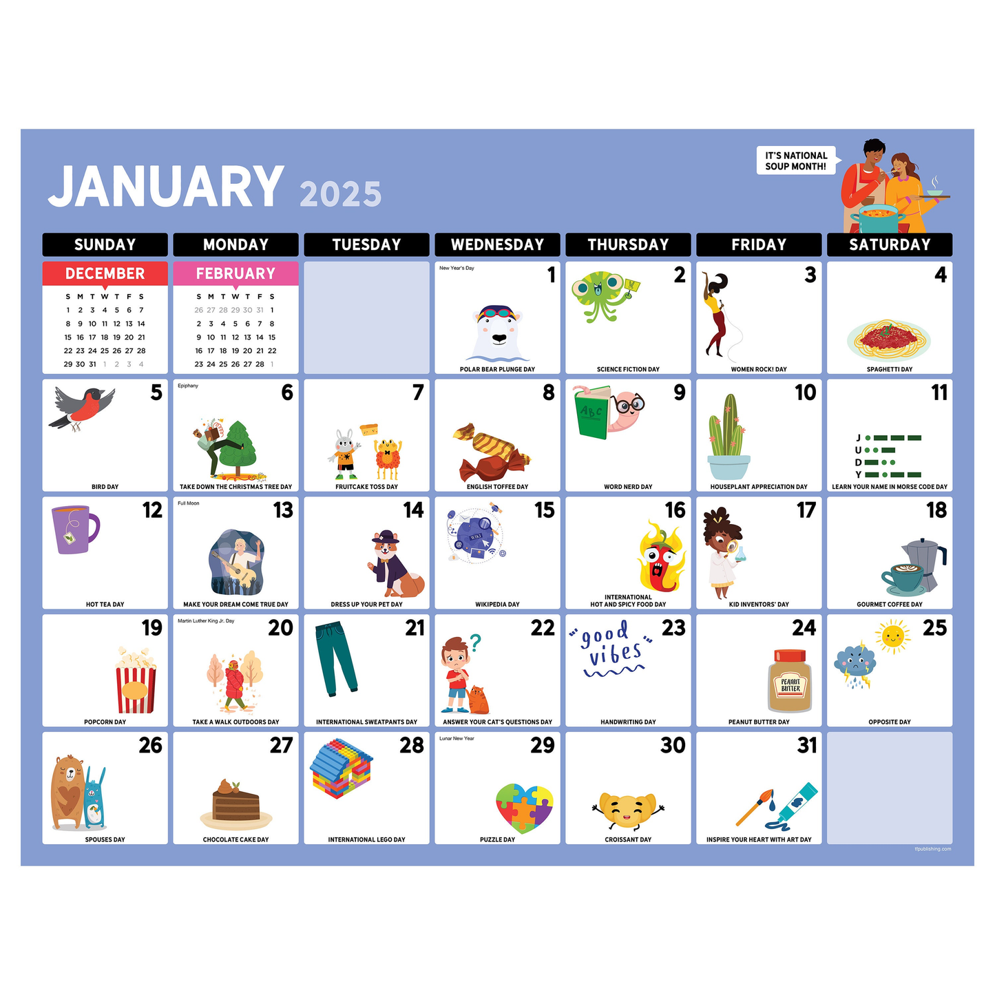 2025 Every Day's A Holiday Large Desk Pad Monthly Blotter Calendar