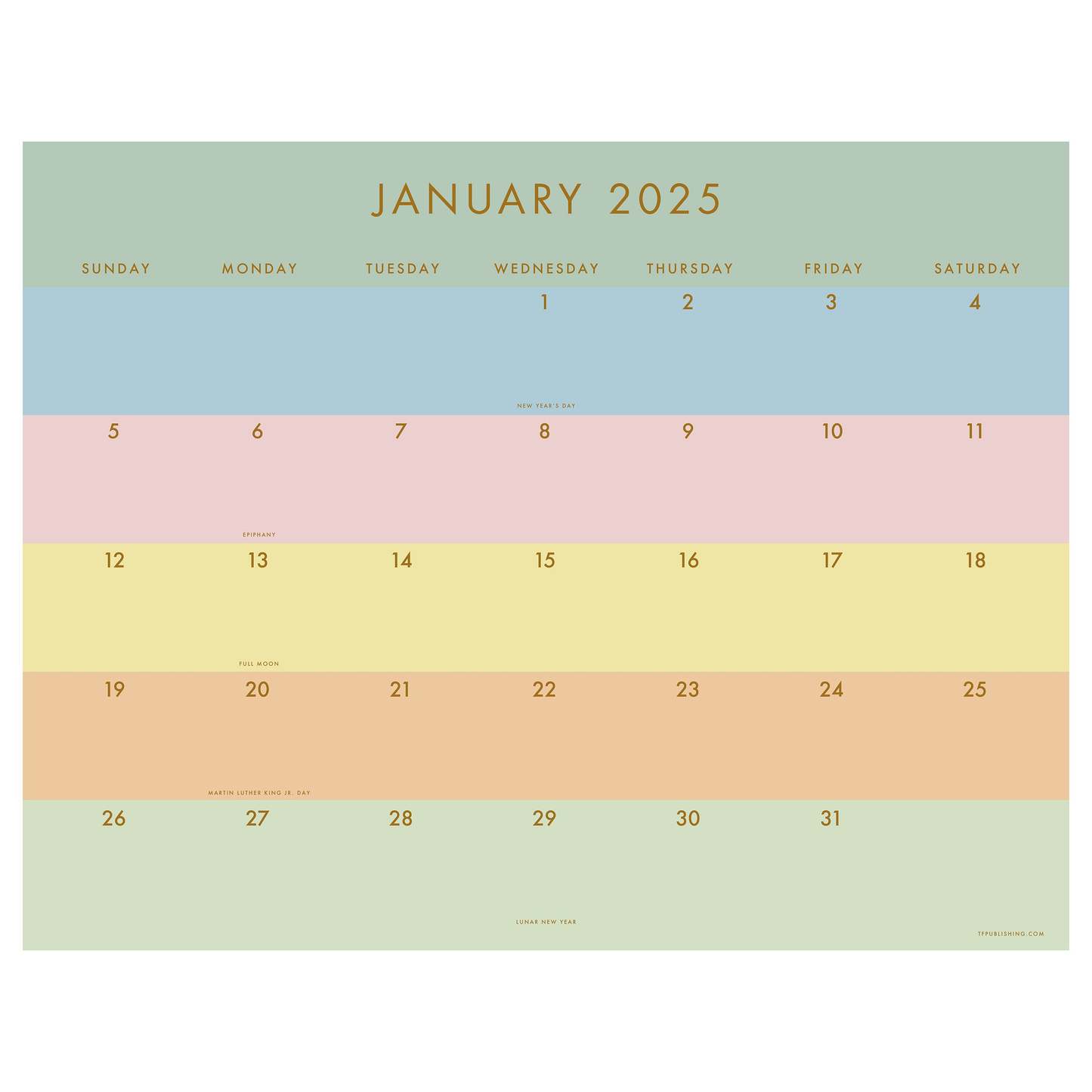 2025 Super Stripe Large Desk Pad Monthly Blotter Calendar