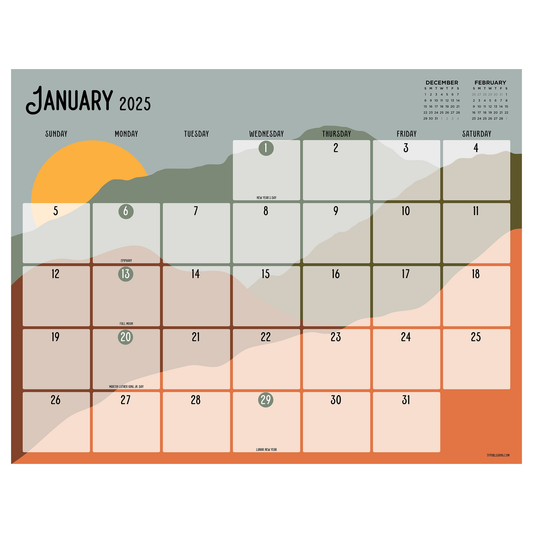 2025 Landscapes Large Desk Pad Monthly Blotter Calendar