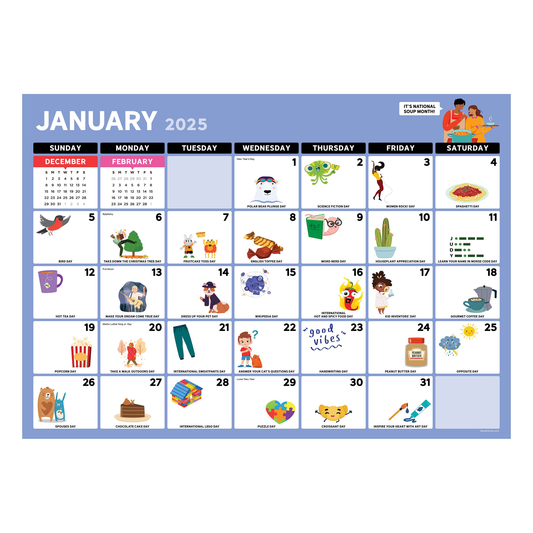 2025 Every Day's A Holiday Medium Desk Pad Monthly Blotter Calendar