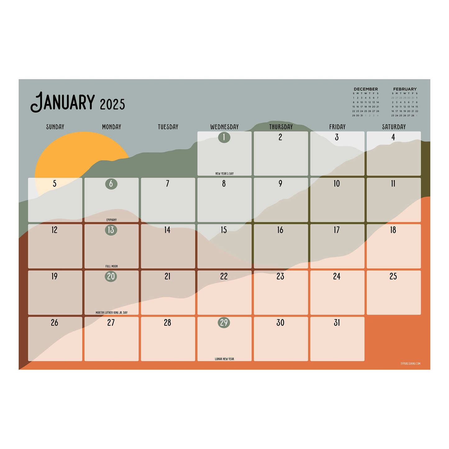 2025 Landscapes Medium Desk Pad Monthly Blotter Calendar