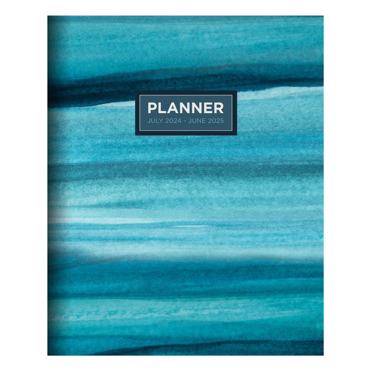 July 2024 - June 2025 Blue Watercolor Medium Monthly Planner