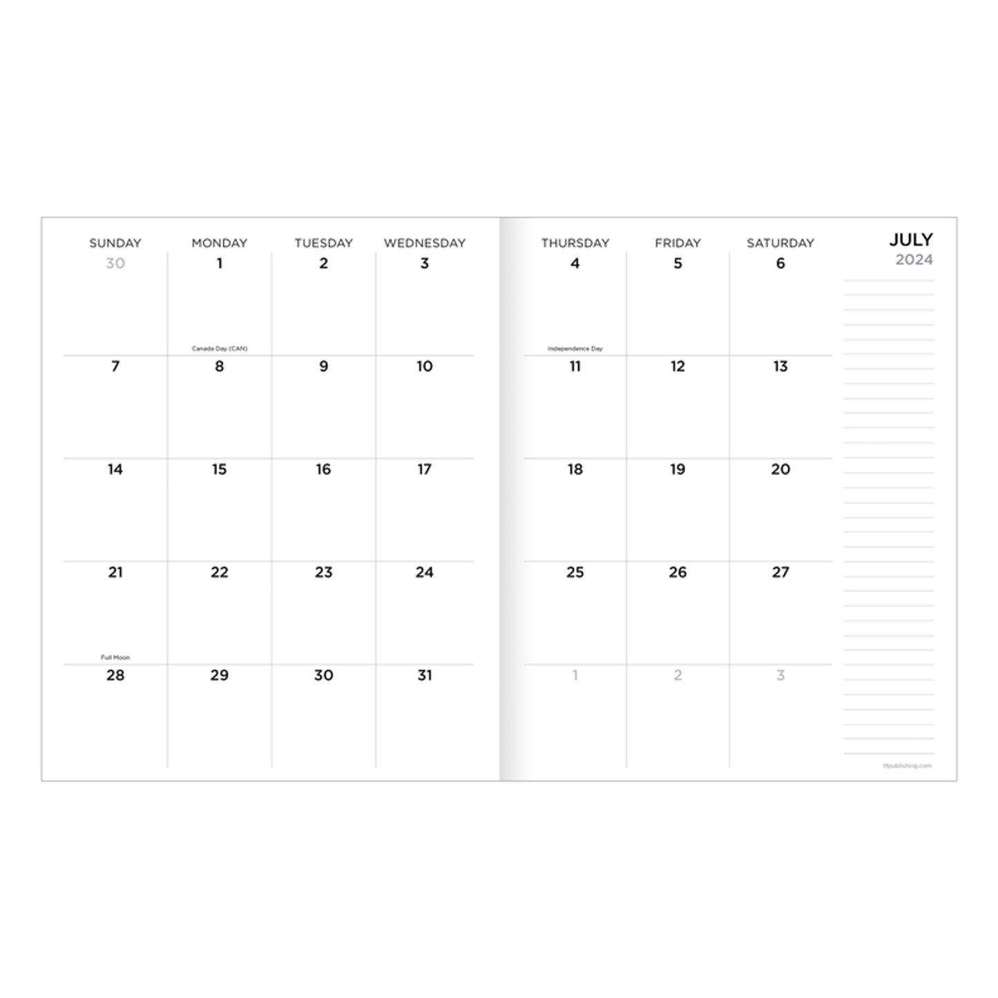 July 2024 - June 2025 Blue Watercolor Medium Monthly Planner