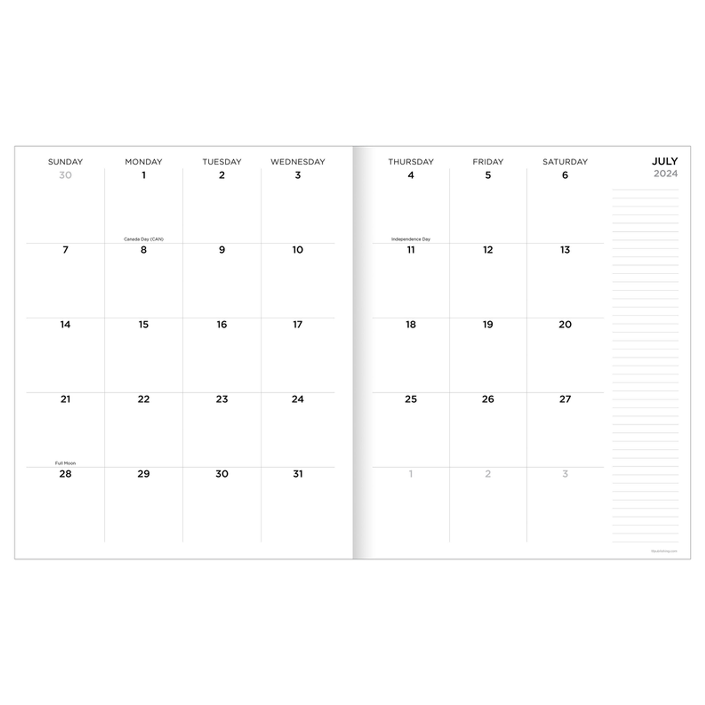 July 2024 - June 2025 Camo Large Monthly Planner