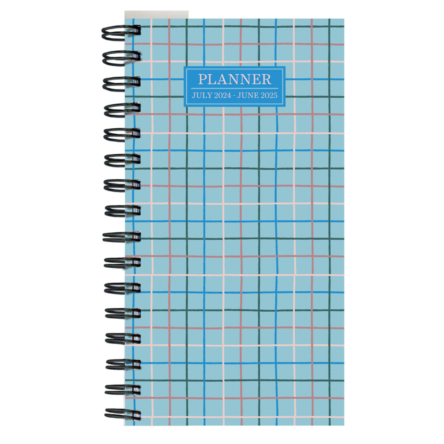 July 2024 - June 2025 Blue Plaid Small Weekly Monthly Planner