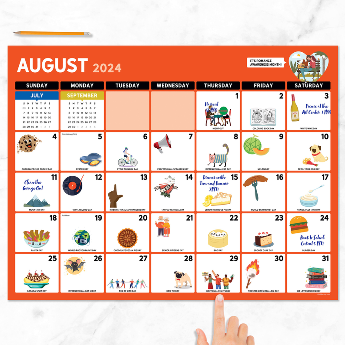 July 2024 - June 2025 Every Day's A Holiday Large Desk Pad Monthly Blotter Calendar