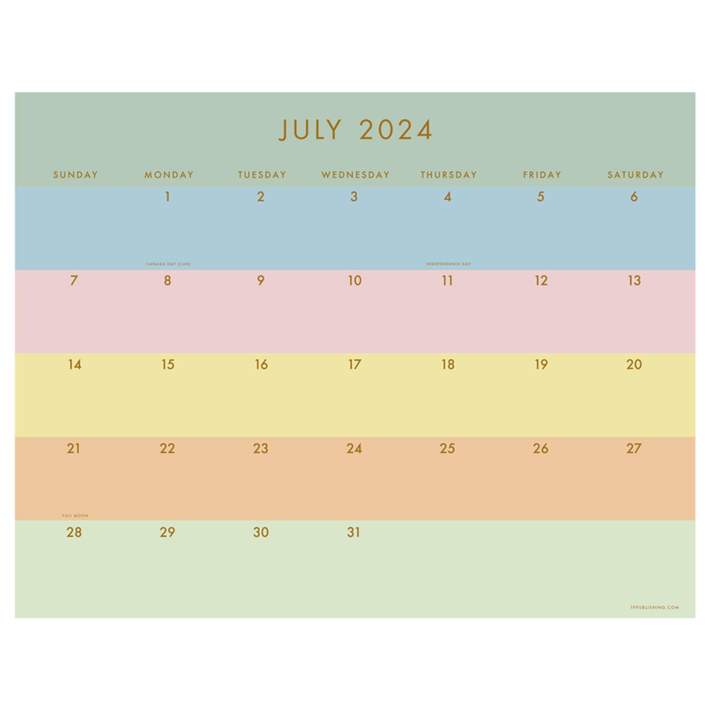 July 2024 - June 2025 Super Stripe Large Desk Pad Monthly Blotter Calendar