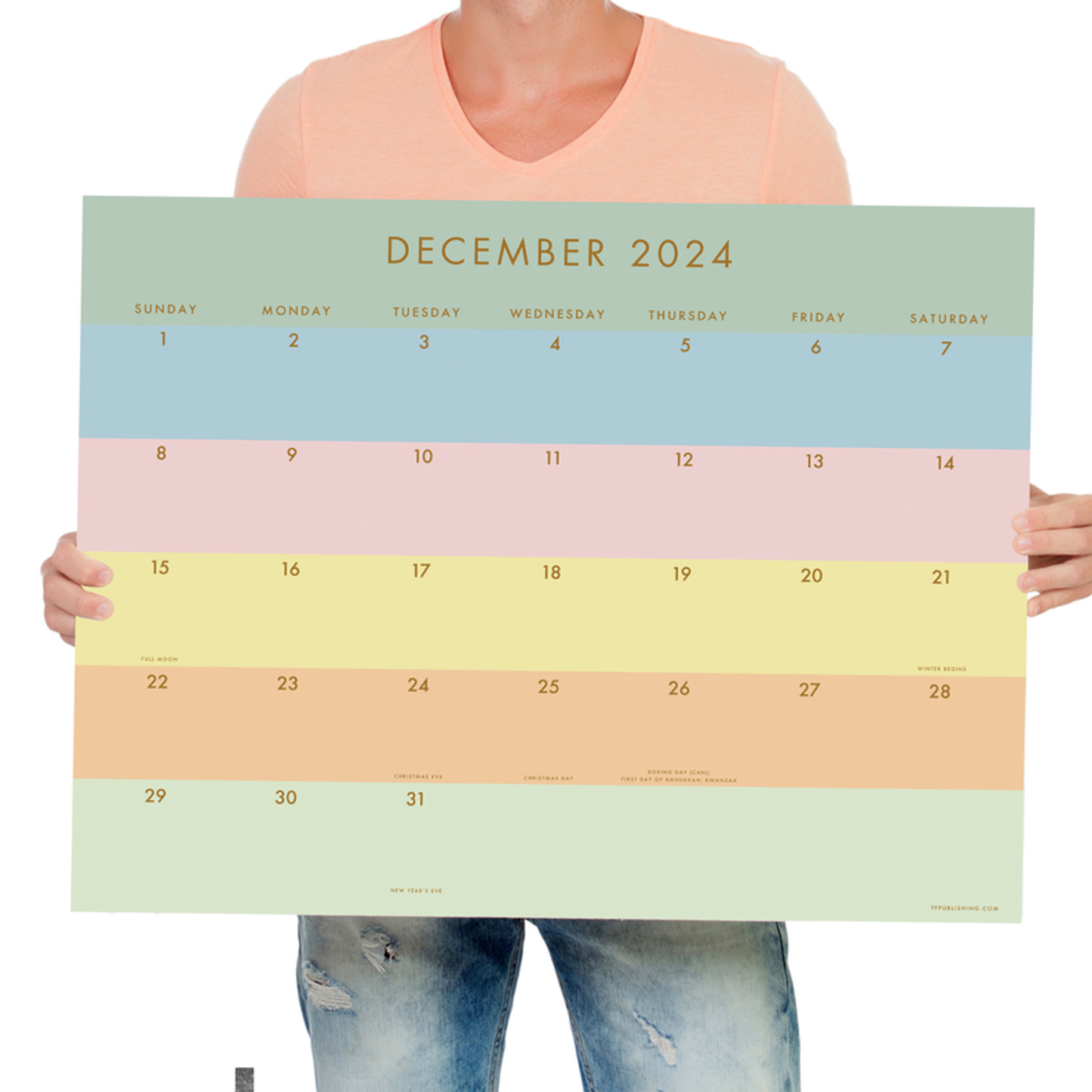 July 2024 - June 2025 Super Stripe Large Desk Pad Monthly Blotter Calendar