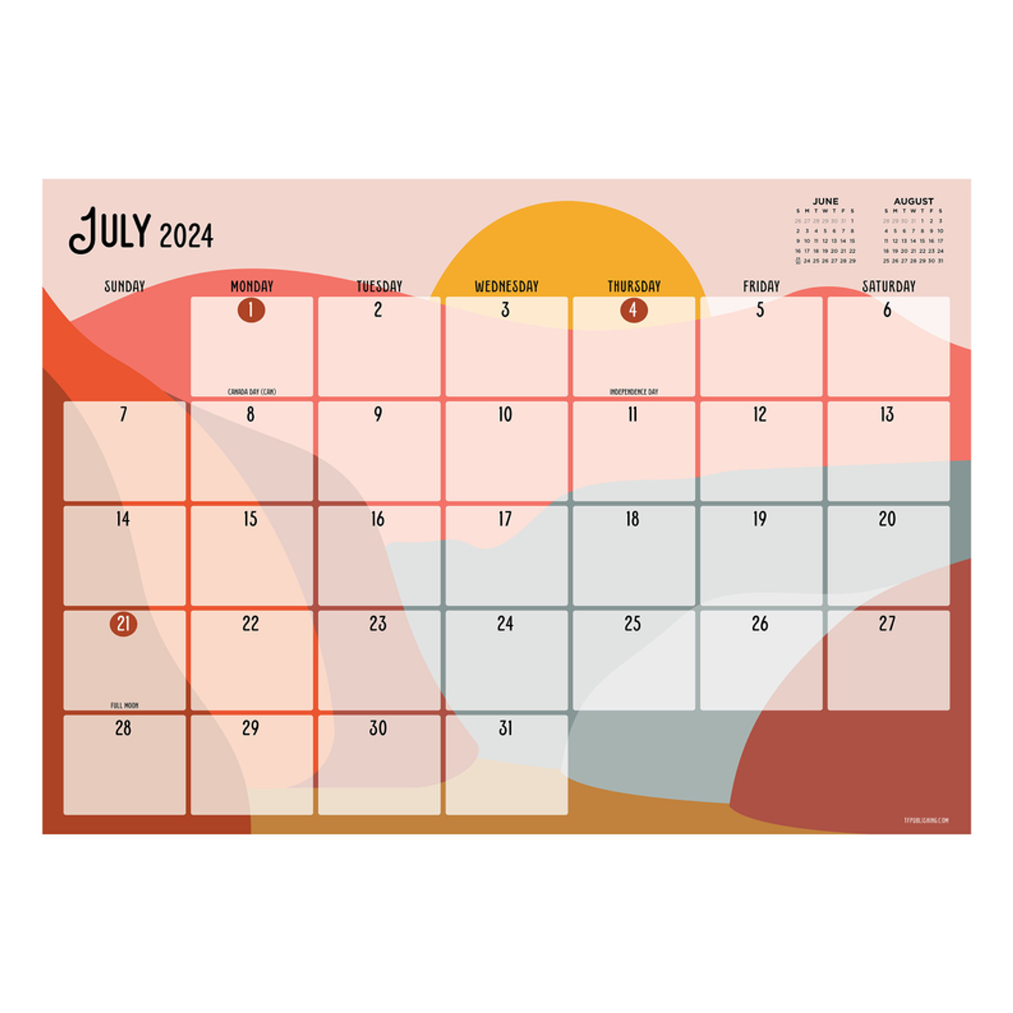 July 2024 - June 2025 Landscapes Medium Desk Pad Monthly Blotter Calendar