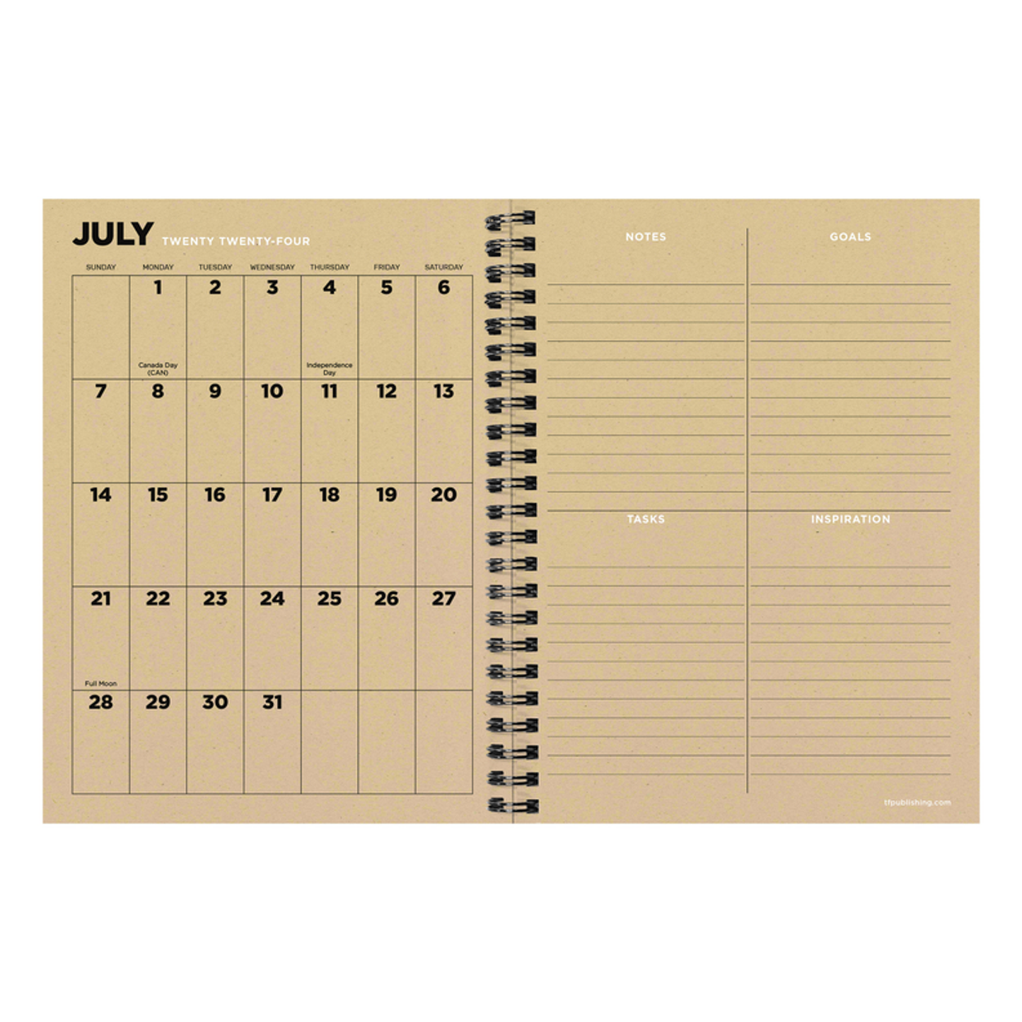 July 2024 - June 2025 Aspen Trees Medium Weekly Monthly Planner