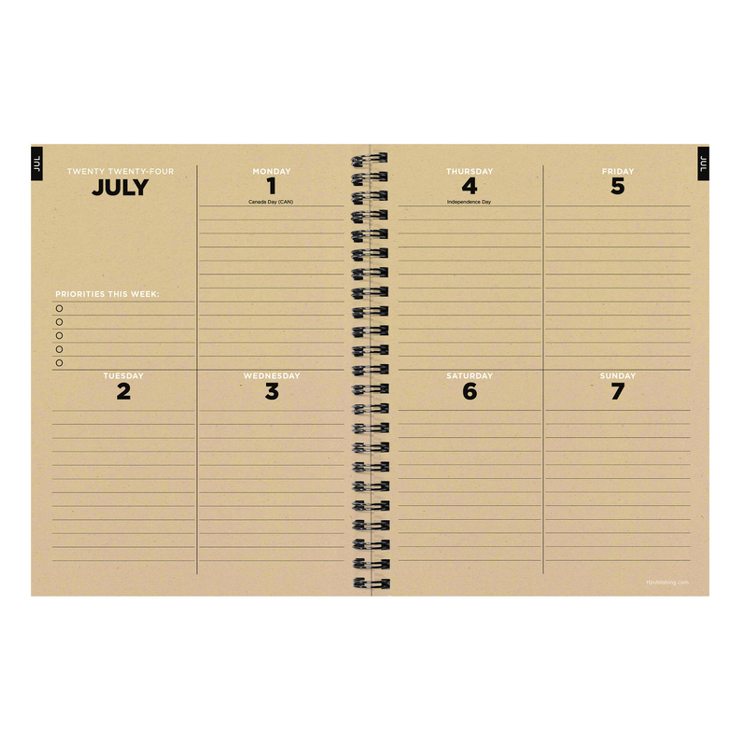 July 2024 - June 2025 Aspen Trees Medium Weekly Monthly Planner